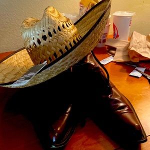 Cowboy shoes and hat for sale